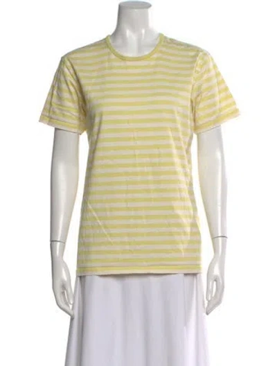 Pre-owned Marimekko Striped Crew Neck T-shirt In Yellow