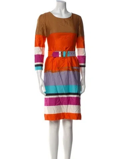 Pre-owned Marimekko Striped Knee-length Dress In Orange