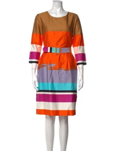 Pre-owned Marimekko Striped Knee-length Dress In Orange