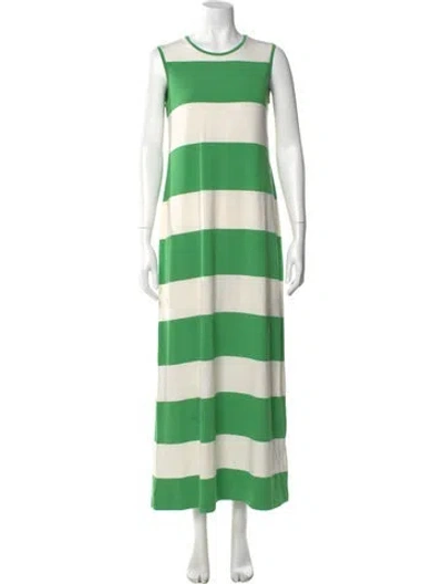 Pre-owned Marimekko Striped Long Dress In Green