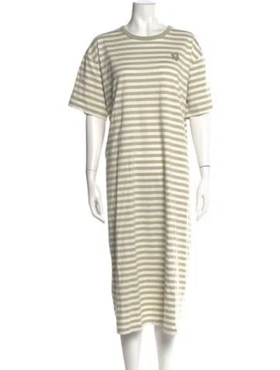Pre-owned Marimekko Striped Long Dress In Green