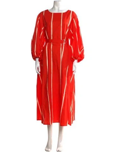 Pre-owned Marimekko Striped Long Dress In Orange