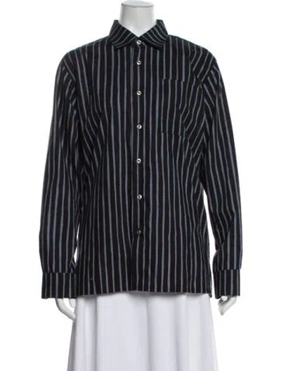 Pre-owned Marimekko Striped Long Sleeve Button-up Top In Multi