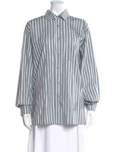 Pre-owned Marimekko Striped Long Sleeve Button-up Top W/ Tags In Multi