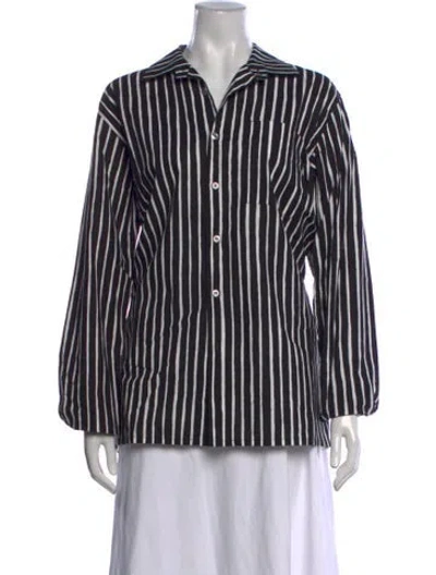 Pre-owned Marimekko Striped Long Sleeve Top In Black