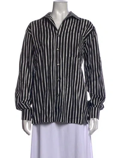 Pre-owned Marimekko Striped Long Sleeve Top W/ Tags In Black