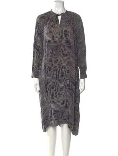 Pre-owned Marimekko Striped Midi Length Dress In Black