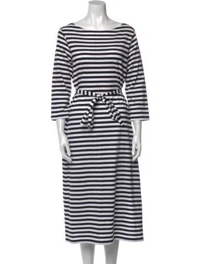 Pre-owned Marimekko Striped Midi Length Dress In Black
