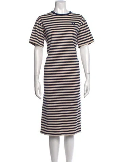 Pre-owned Marimekko Striped Midi Length Dress In Blue