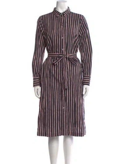 Pre-owned Marimekko Striped Midi Length Dress In Gray