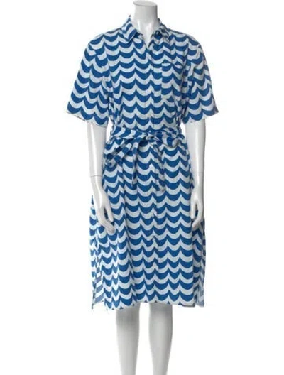 Pre-owned Marimekko Striped Midi Length Dress In White
