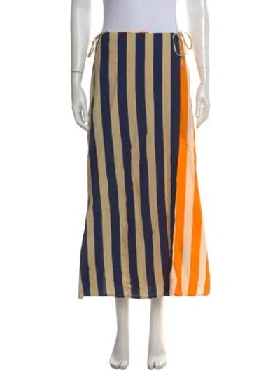 Pre-owned Marimekko Striped Midi Length Skirt In Blue