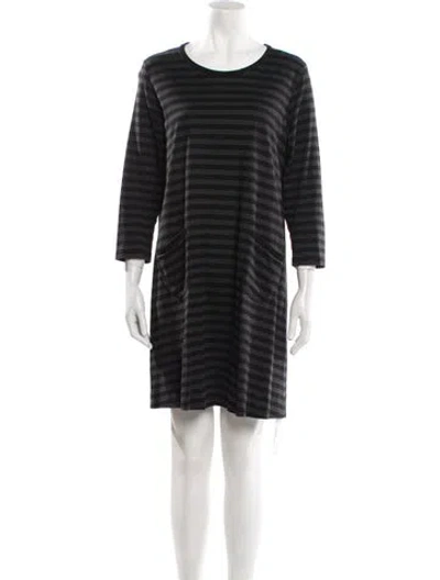 Pre-owned Marimekko Striped Mini Dress In Black