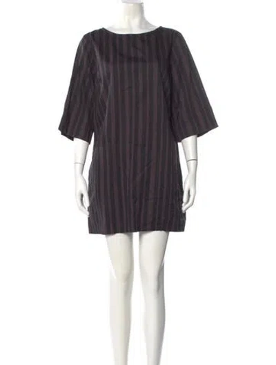Pre-owned Marimekko Striped Mini Dress In Black