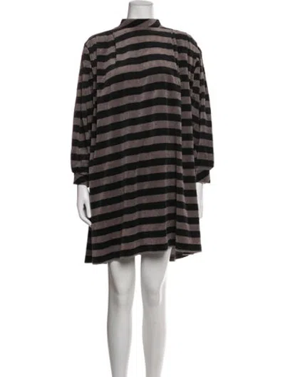 Pre-owned Marimekko Striped Mini Dress In Black/brown/neutrals