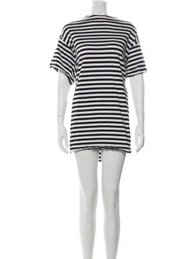 Pre-owned Marimekko Striped Mini Dress In Black/white