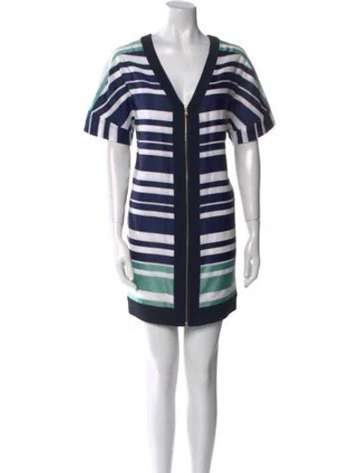 Pre-owned Marimekko Striped Mini Dress In Blue