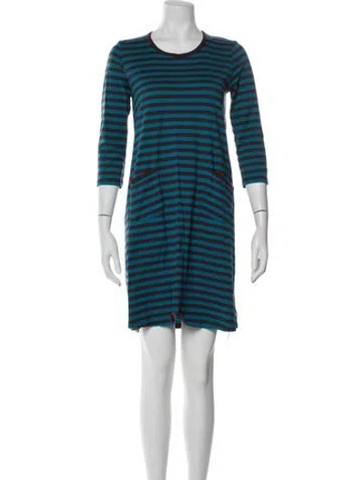 Pre-owned Marimekko Striped Mini Dress In Blue