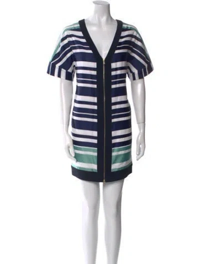 Pre-owned Marimekko Striped Mini Dress In Blue