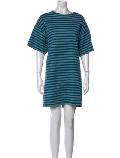 Pre-owned Marimekko Striped Mini Dress In Blue