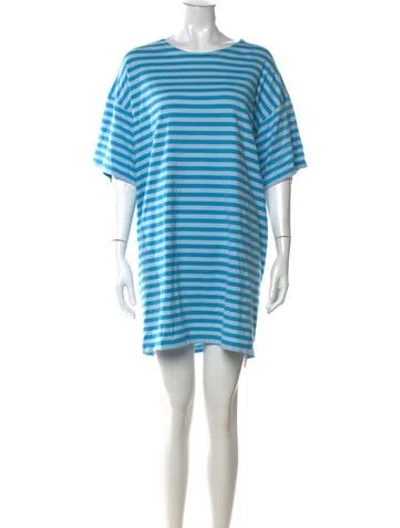 Pre-owned Marimekko Striped Mini Dress In Blue