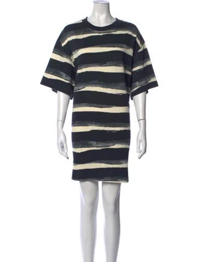 Pre-owned Marimekko Striped Mini Dress In Blue