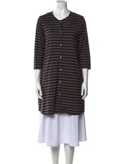 Pre-owned Marimekko Striped Mini Dress In Gray