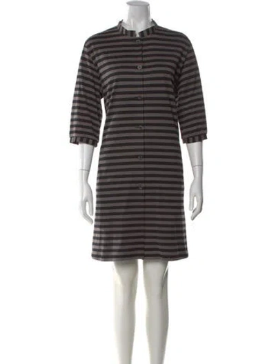 Pre-owned Marimekko Striped Mini Dress In Gray