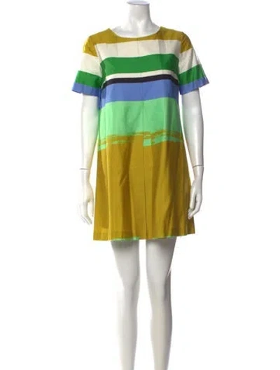Pre-owned Marimekko Striped Mini Dress In Green