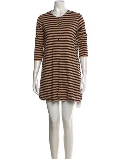 Pre-owned Marimekko Striped Mini Dress In Neutral
