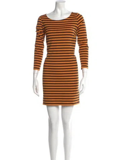 Pre-owned Marimekko Striped Mini Dress In Orange