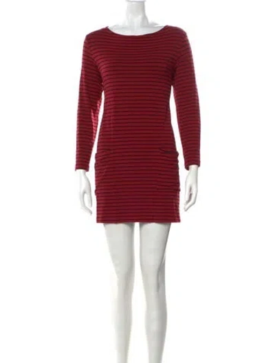 Pre-owned Marimekko Striped Mini Dress In Red