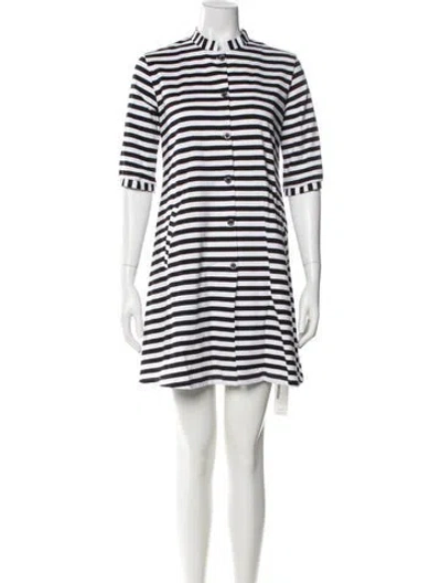 Pre-owned Marimekko Striped Mini Dress In White