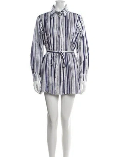 Pre-owned Marimekko Striped Mini Dress In White