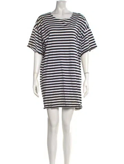 Pre-owned Marimekko Striped Mini Dress In White