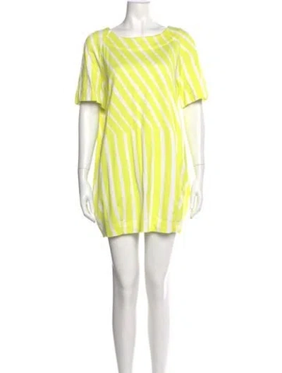 Pre-owned Marimekko Striped Mini Dress In Yellow