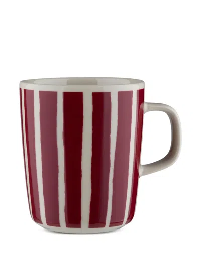 Marimekko Striped Stoneware Mug (2.5dl) In Red