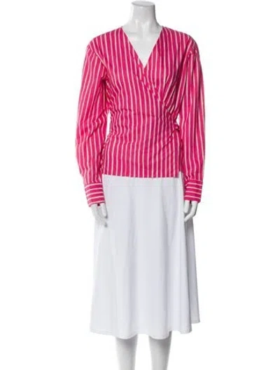 Pre-owned Marimekko Striped V-neck Top In Multi