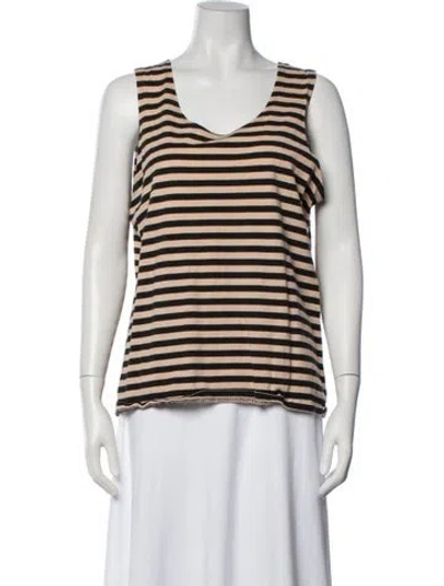 Pre-owned Marimekko Striped V-neck Top In White