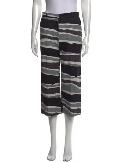 Pre-owned Marimekko Striped Wide Leg Pants In Black