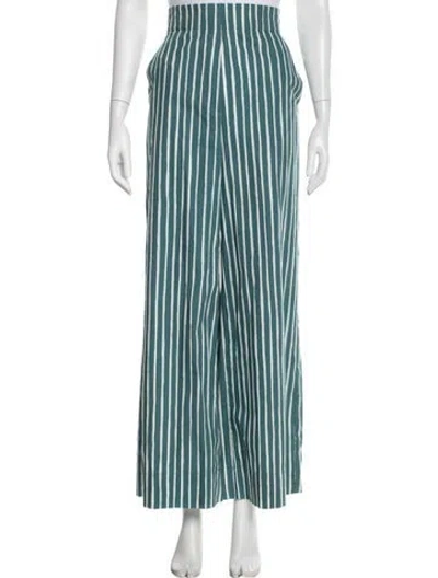Pre-owned Marimekko Striped Wide Leg Pants In Blue