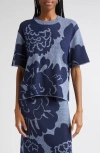 Marimekko Suloinen Pioni Floral Sweater Shirt In Blue
