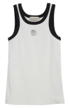 Marimekko Surrea Piirto Unikko Cotton Rib Tank In Off White Black