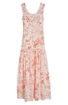 Marimekko Taide Cactis Drop Waist Dress In White Red