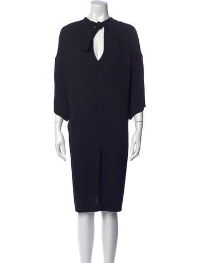 Pre-owned Marimekko Tie Neck Knee-length Dress In Black