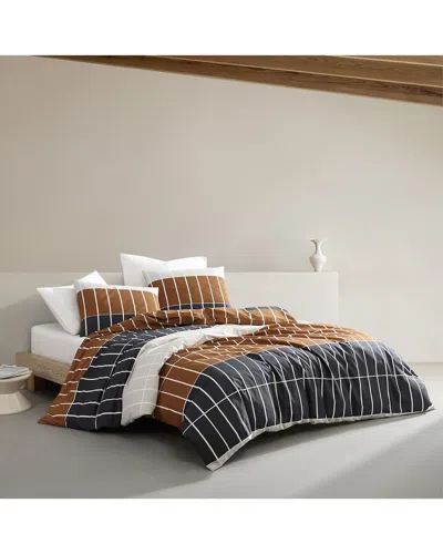 Marimekko Tiiliskivi Raita Cotton Duvet Cover Sets In Charcoal Gray