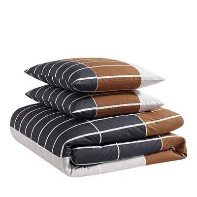 Marimekko Tiiliskivi Raita Cotton Duvet Cover Set, King In Gray