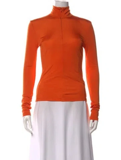 Pre-owned Marimekko Turtleneck Long Sleeve Top In Orange