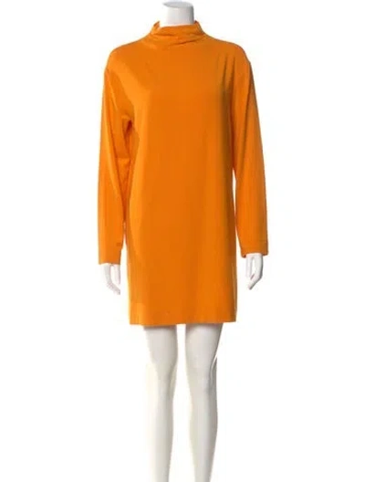 Pre-owned Marimekko Turtleneck Mini Dress In Orange