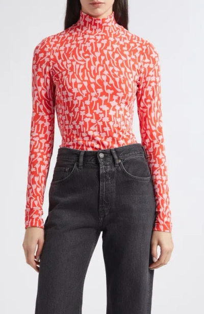 Marimekko Tuulahdus Turtleneck Top In Red Rose
